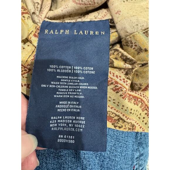 Set of 2 Ralph Lauren Bellosguardo Paisley KING Size Shams Tan Made in Italy - Picture 3 of 4